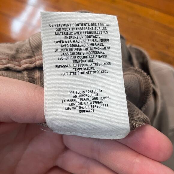 By Anthropologie Tencel Ribbed Button Cuff Straight Leg Utility Pants Sz 29 - Picture 7 of 10